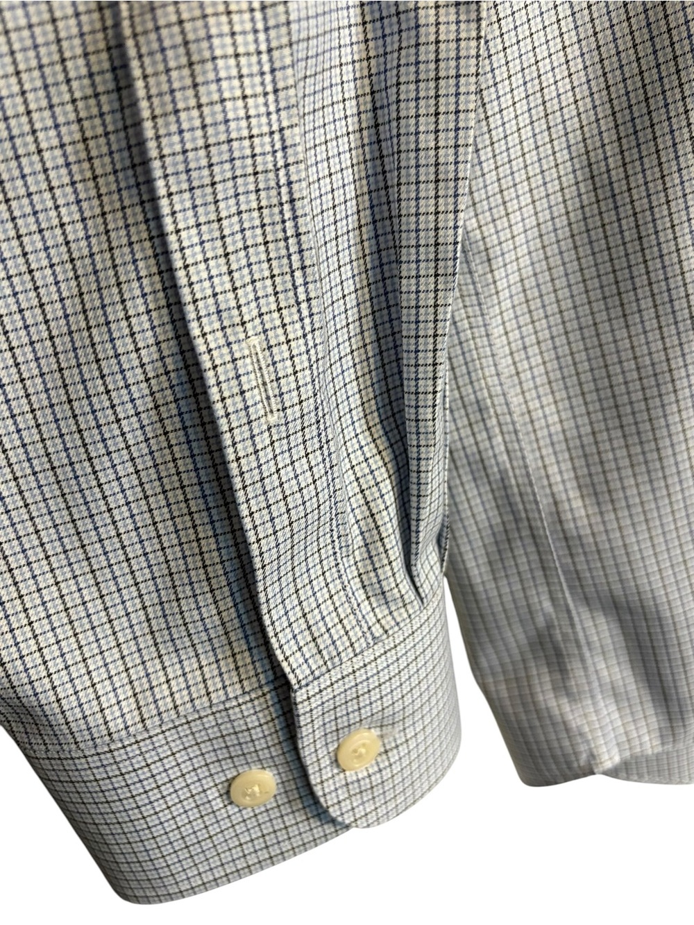 Orvis Mens Blue White Micro Gingham Check Long Sleeve Button Down Shirt XXL Tall - Picture 5 of 9
